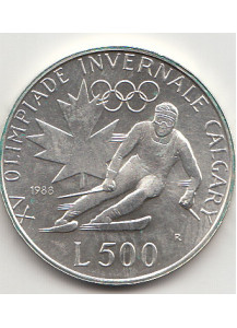 1988 Lire 500 Argento Olimpiadi Invernali a Calgary San Marino